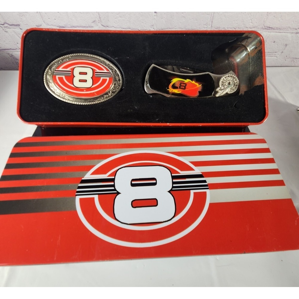 Dale Earnhardt Jr #8 Pocket Knife - Belt Buckle Set In Commemorative Box